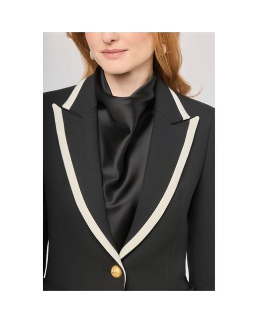 The Extreme Collection Black Blazer With Contrast Piping Laurent