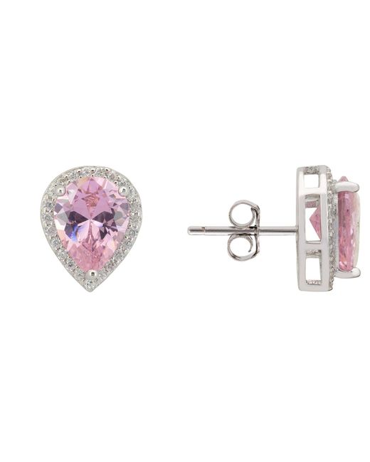 Latelita London Pink Theodora Morganite Teardrop Gemstone Stud Earrings Silver