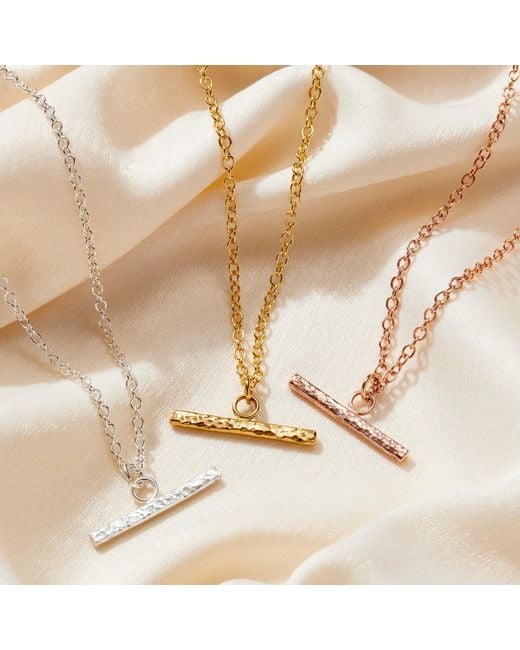 Posh Totty Designs Metallic Plated Textured T Bar Necklace