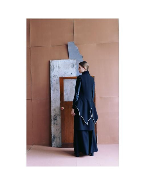 Julia Allert Black Modern Elegant Deep V-Neck Vest With Peplum Detail