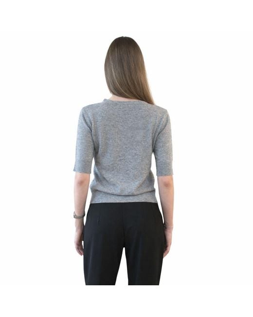 Nuvv Collection Gray Short Sleeve Wool & Cashmere Blend Sweater – Premium Italian Yarn