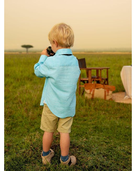 Koy Clothing Blue Boys Cotton Linen Shirt for men