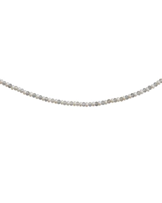 Bombyx House Metallic Birthstone April Pearl Labradorite Alternating Long Necklace