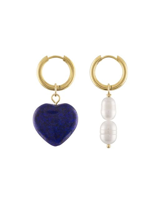 Olivia Le Metallic Aubrey Semi-Precious Stone Heart Charm Hoop Earrings