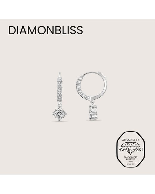 Diamonbliss White Leverback Round Cut Earrings With Swarovski Three And Half Carats, Plated