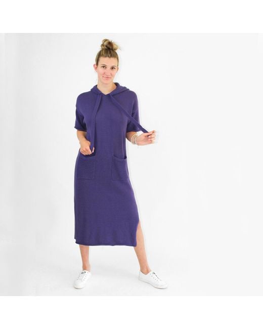 Zenzee Purple Cotton Hoodie Dress