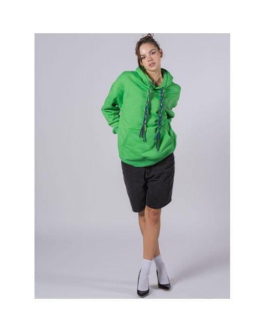 While We're Awake Green Dark Braid On Braid Hoodie