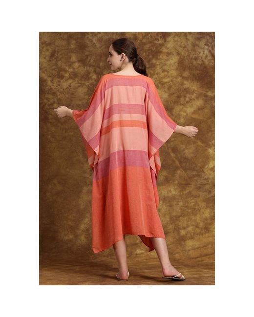 Heritagemoda Pink Sheer Cotton Kaftan Dress – Lightweight & Breezy Resort Wear