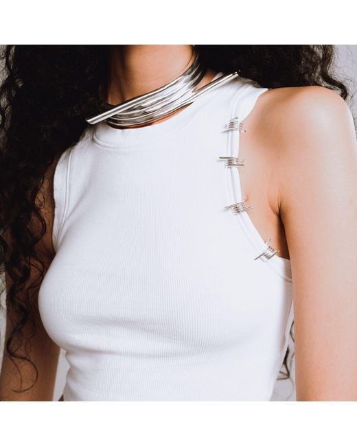 Born in Exile White Statement Barbwire Brass Ear Cuff Half Opening