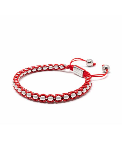 Nialaya Red String Box Chain Bracelet for men