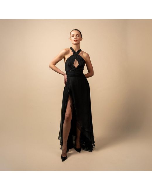 Anse Victorin Black Tiara Silk Dress