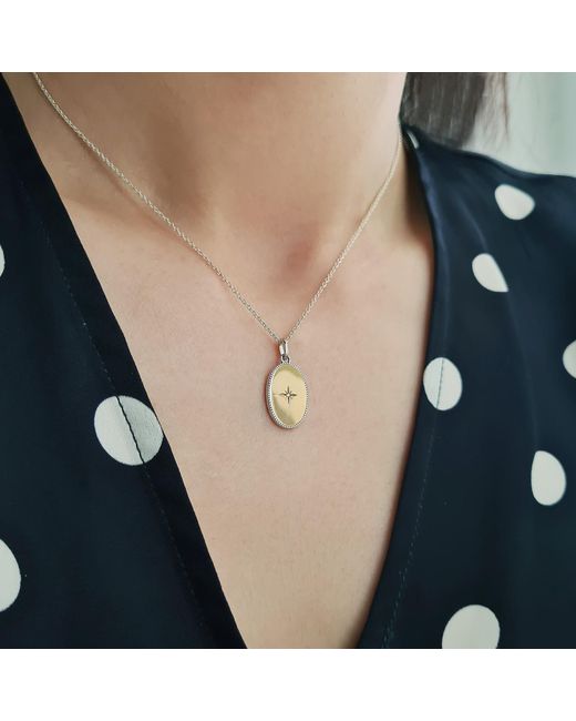 Janus Edinburgh Metallic Oval Star Shield Reversible Necklace