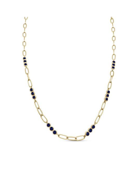 Clemence Wren Metallic Triple Sapphire Gemstone Necklace Chain