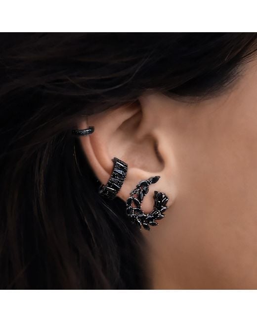 SALLY SKOUFIS Black Culture Ear Cuff With Made Cz Diamond Stimulant