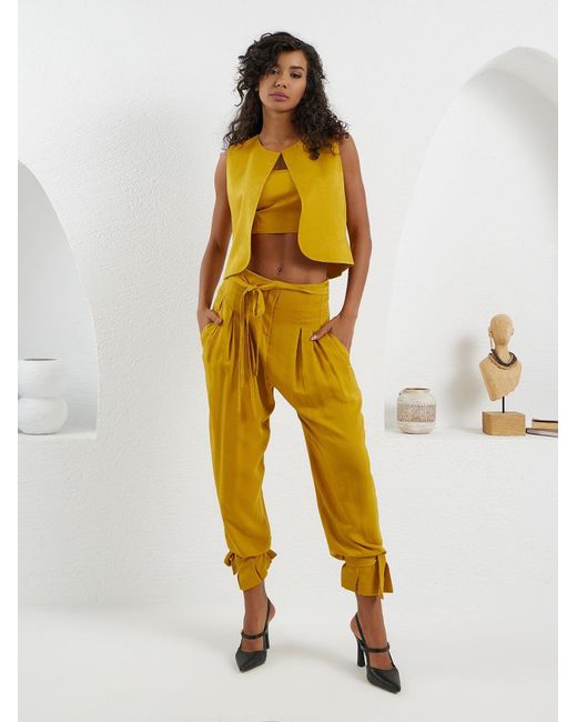 Lumina Eligma Yellow The Arabesque Vest Ensemble – Mustard