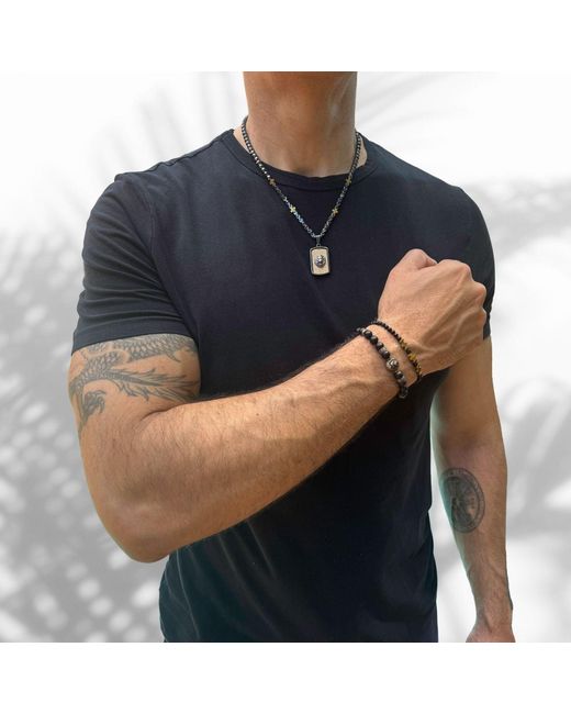 Ebru Jewelry Brown Onyx Stone King Lion Beaded Bracelet for men