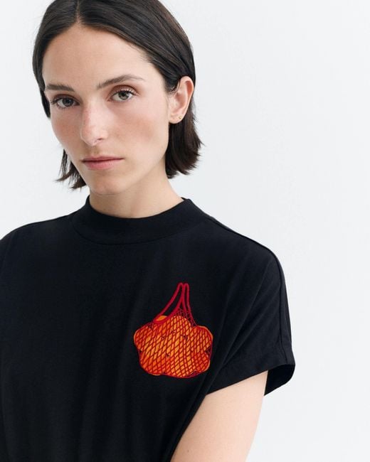 Thinking Mu Black Embroidered Mandarinas Volta T-Shirt