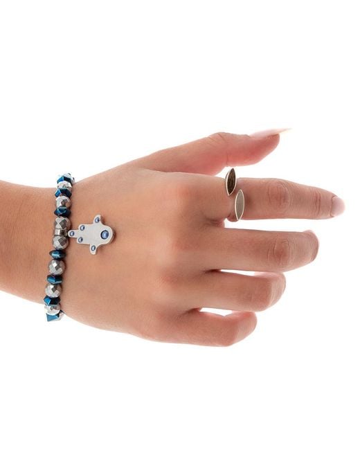 Ebru Jewelry Blue Positive Hamsa Bracelet
