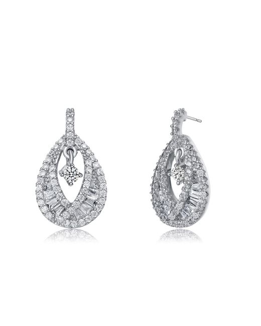 Genevive Jewelry Metallic Sterling Gold Plated Clear Colored Cubic Zirconia Pear Drop Earrings