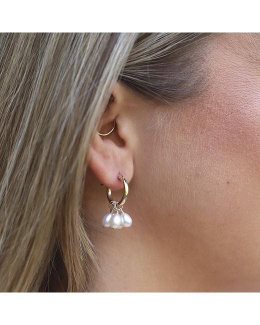 Kiri & Belle Metallic Harlow Pearl Cluster Hoop Filled Earrings