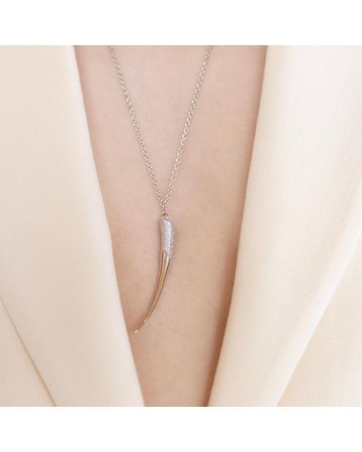 Linda Fiore White Long Necklace With Horn Pendant, Sterling