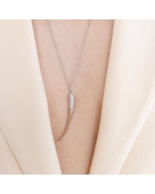 Linda Fiore White Long Necklace With Horn Pendant, Sterling