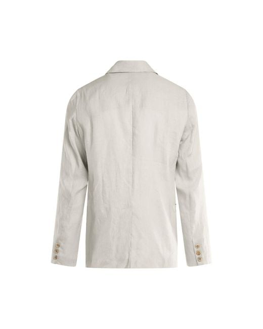 Haris Cotton White Neutrals Solid Lapel Neck Linen Blazer for men