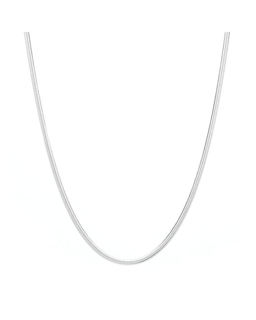 Seven Saints Metallic Herringbone Chain Necklace, Rhodium Over Sterling