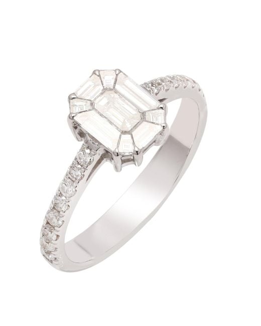 Artisan White 18K Baguette Diamond Geometric Ring