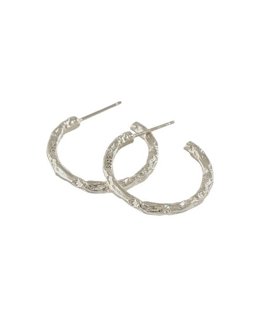 Janus Edinburgh Metallic Sterling Textured Macdui Hoop Earrings