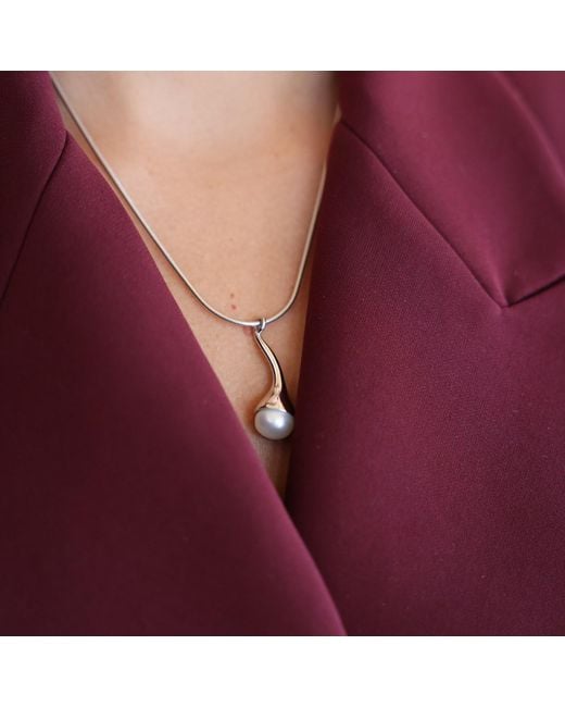 Linda Fiore Metallic Bella Solid Necklace With Large Freshwater Pearl