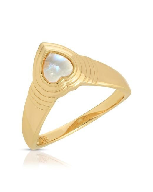 Glamrocks Jewelry Metallic Heart Of Stone Ring- Moonstone