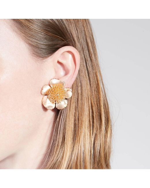 Pats Jewelry Blue Floral Pompom Earrings