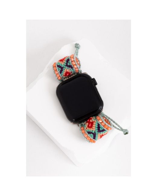 Saachi Black Woven Beaded Apple Watch Band