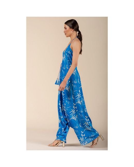 Coco Riko Ibiza Blue Aria Jumpsuit Leaf