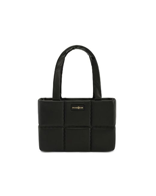 Orange Cube Black Square Stitch Cushion Tote