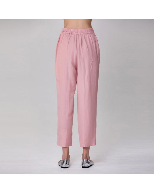 Smart and Joy Pink Straight Linen Pants
