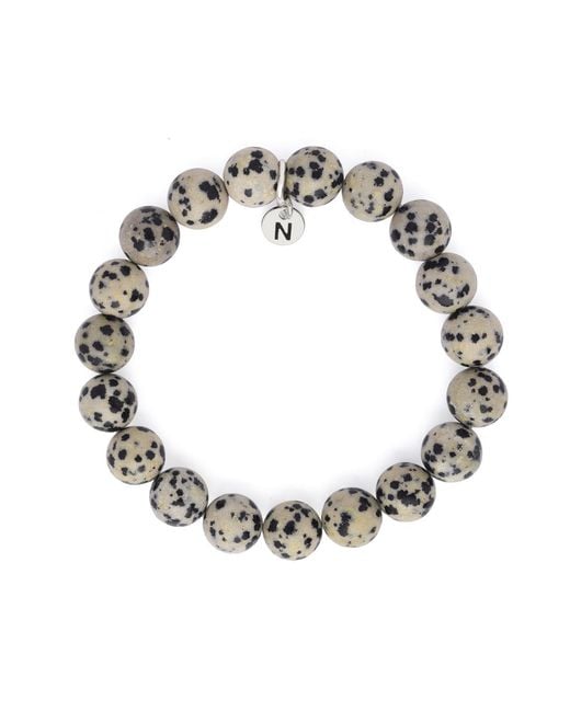 Nellou Jewellery Metallic Affinity Dalmatian Jasper Gemstone Bracelet for men