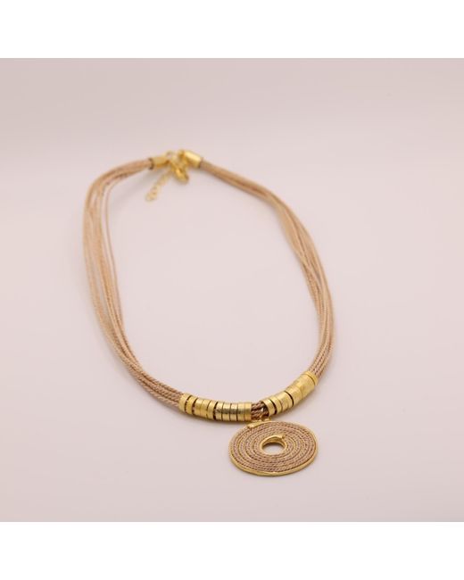Nart Nature Making Art Metallic The Spiral Buriti Natural Fiber Necklace
