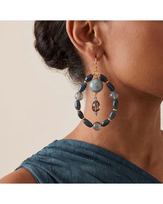Jaredjamin Blue Bean Halo Jasper Statement Hoops