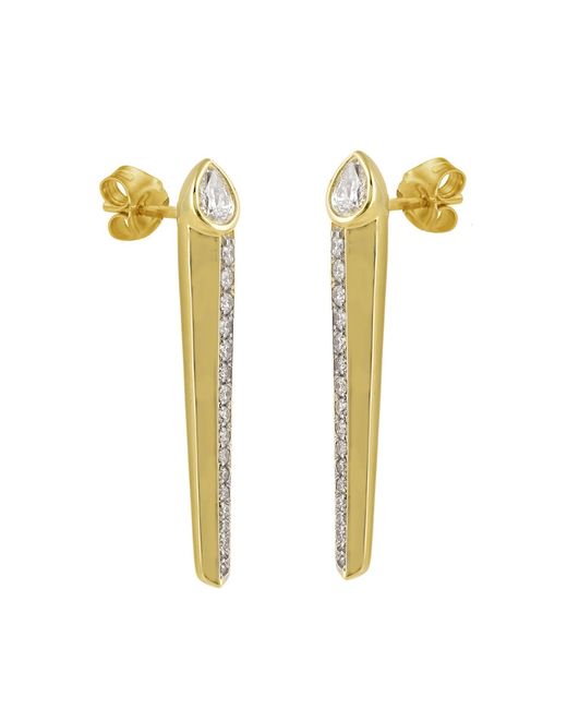 Artisan Metallic Pear Diamond Pavé Bar Drop Earrings