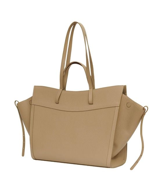 Saonara Brand Natural Neutrals Shopping Bag Taupe Leather