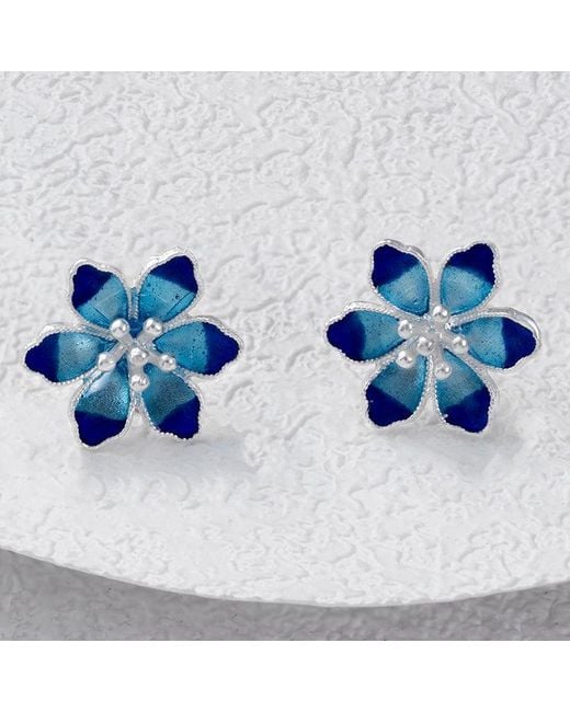 Far East Jewelry Blue Handcrafted & Enamel Spring Fairy Earrings