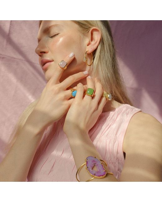 YAA YAA LONDON Yellow 'Happy' Rose Quartz Gemstone Ring