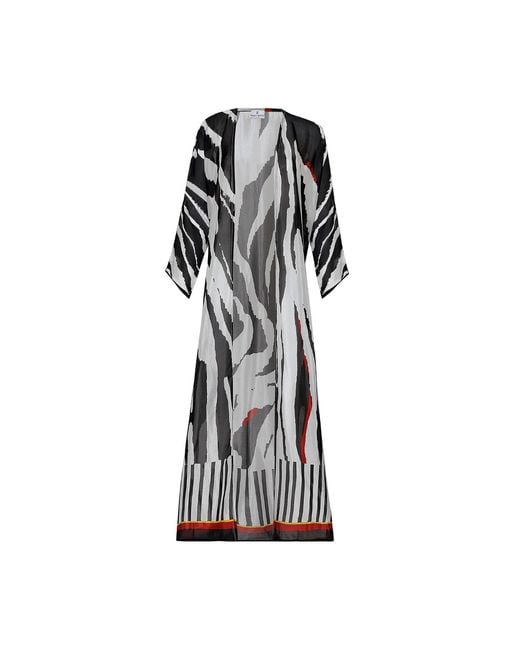 DHARA SHETH DUBAI Black Into The Wild And Stripe Zebra Print Kimono Dress