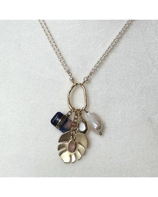 Rare Matters Jewelry Metallic Radiance Charm Sodalite Necklace