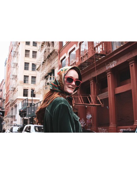 Jessie Zhao New York Green Double Sided Silk Scarf Of Wonderland