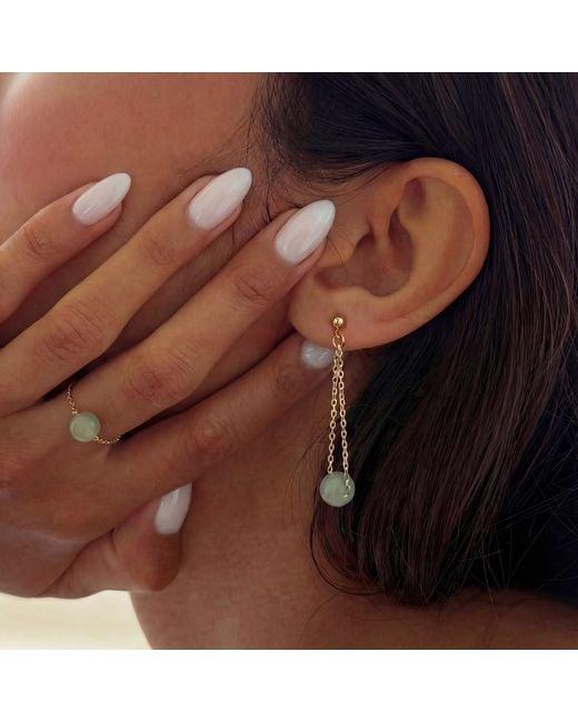 seree Blue Zodiac Collection Libra Skinny Chain Jade Earrings