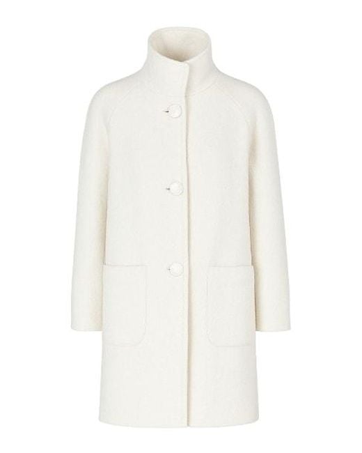 Conquista White Neutrals Cosy Button Coat With Pockets
