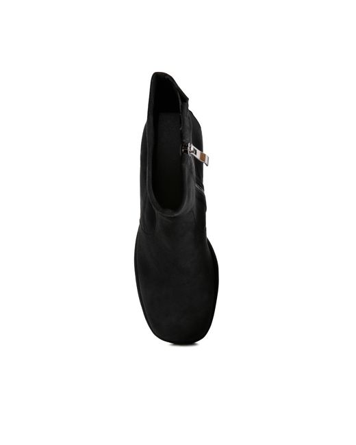 Rag & Co Black Two-Cubes Suede Platform Ankle Boots
